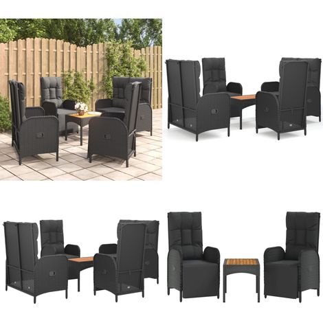5-tlg. Garten-Essgruppe mit Kissen Schwarz Poly Rattan - Garten Essgruppe - Garten Essgruppen - Home & Living (1/5)