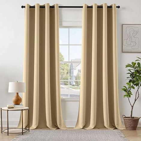 Thermovorhang mit Ösen, beige, 140x260cm, 2 Stück.