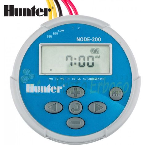 Hunter – Contrôleur d'arrosage NODE200 – 2 stations – Alimentation 9V – Étanche et facile à programmer – Pour irrigation automatique