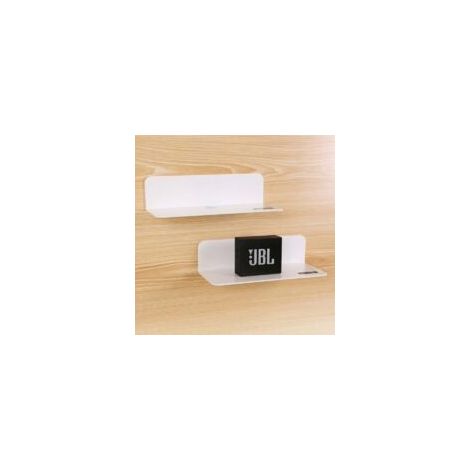 Etagere Murale Blanche Lot de 2, Agrandissez Facilement l'espace Mural - 22,9cm Etagere sans percer en Acrylique pour Chambre, Salle de Bains, Cuisine, Salon, Bureau, avec 4 Clips Câble- Crezuo (1/4)