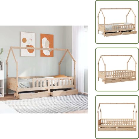 vidaXL Cadre de lit enfants avec tiroirs sans matelas 90x190 cm bois