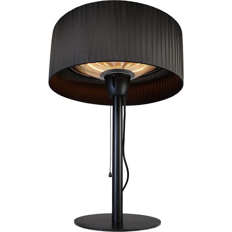 FAVEX – Chauffage de table Sirmione noir – Chauffage extérieur électrique – 1 500 W – surface de chauffe jusqu'à 2 m² – IP44 – acier peint – sécurité coupe‑circuit