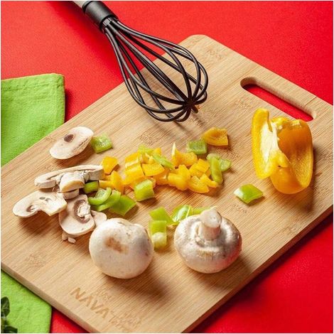 Planche à découper en bambou naturel, grande planche de cuisine robuste, lot de 1, pour couper légumes et viandes, résistante aux rayures (1/4)