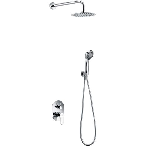 IMEX Kit de empotrar para ducha Oslo en acero y latón mezclador 2 vías con rociador Ø25 acabado cromo caja de registro modelo Imex-GPE005 (1/2)