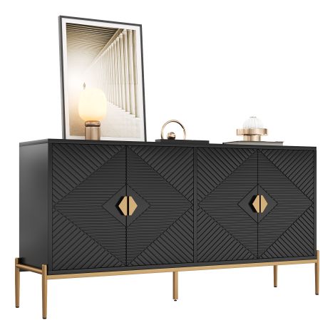 Buffet Moderne, Armoire de Rangement et Commode pour Salon, Salle à Manger ou Entrée – Meuble de Stockage 162 x 40 x 80 cm (L x H x P)