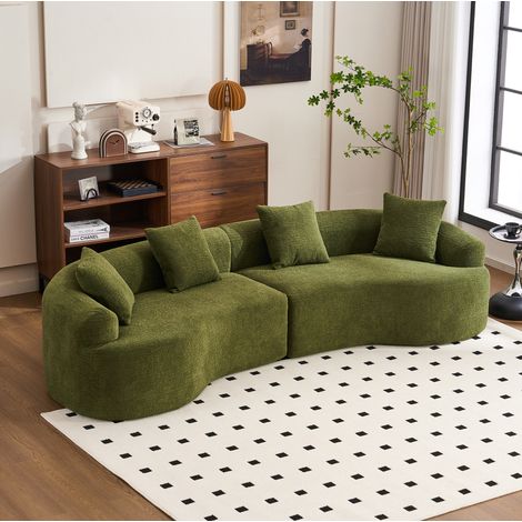 Sofá modular 4 plazas 275x115x63 cm, tejido de poliéster verde, ahorra espacio FloraGrace (1/5)