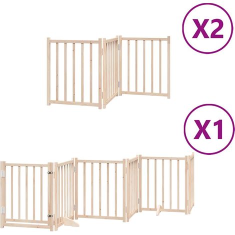 Barrière de sécurité pour chien animaux de compagnie porte pliable 12 panneaux bois de peuplier marron (1/5)