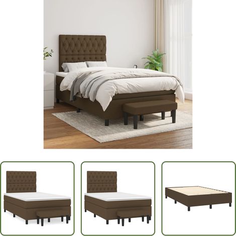 vidaXL Kopfteil - Boxspringbett mit Matratze Dunkelbraun 120x200 cm Stoff (1/5)