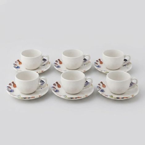 Set mit 6 handbemalten Porzellan-Kaffeetassen Silene (1/3)