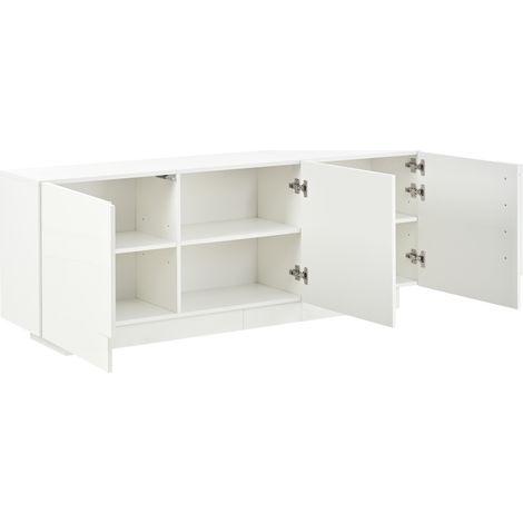Wohnzimmer-Sideboard mit 3 Türen 160 x 35 x 60 cm aus weißer Spanplatte MODENUIT (1/5)