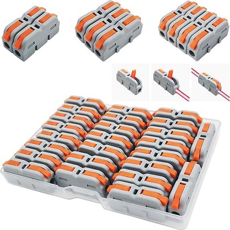 CESFONJER SPL-1M Electric Connecting Terminal, Mini Electrical Terminal Block, Lever-Nut Wire Connector, Can Be Freely Combined (25 Pieces) (1/5)