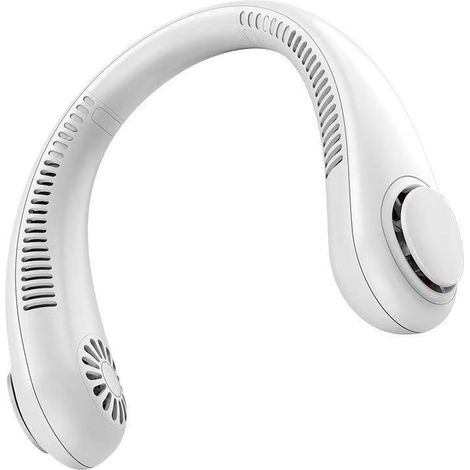 Ventilateur de cou portable, ventilateur USB, ventilateur mains libres sans pales, 3 vitesses (blanc) (1/4)
