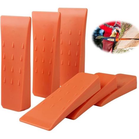 6 Fällkeile für Kettensägen, aus ABS-Kunststoff, für kontrolliertes Baumfällen (Orange) (1/4)