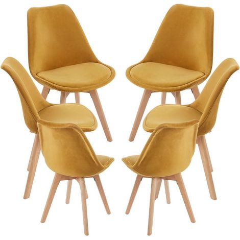 Packs Sillas Comedor - Pack 6 Sillas Synk Terciopelo - Mostaza (1/5)