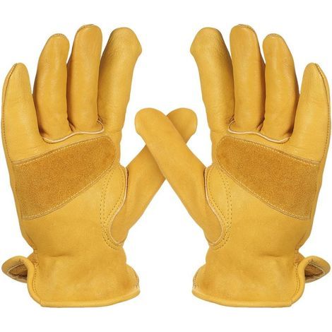 Gants de jardinage en vachette pour homme pour creuser et planter Gants de protection antidérapants résistants-M- (1/5)