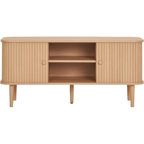 Nikko - Mobile TV con 2 ante in MDF e pino naturale 113x40x52 cm