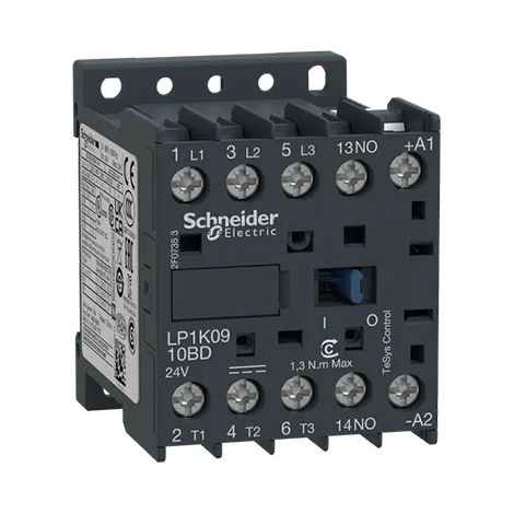 Contactor de potencia TeSy K 3P(3NA) 9A bobina 24VCC LP1K0910BD de Schneider