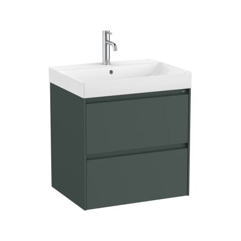 MUEBLE LAVABO BLANCO 600X460 ONA STANDARD 2 CAJONES LED VERDE MATE