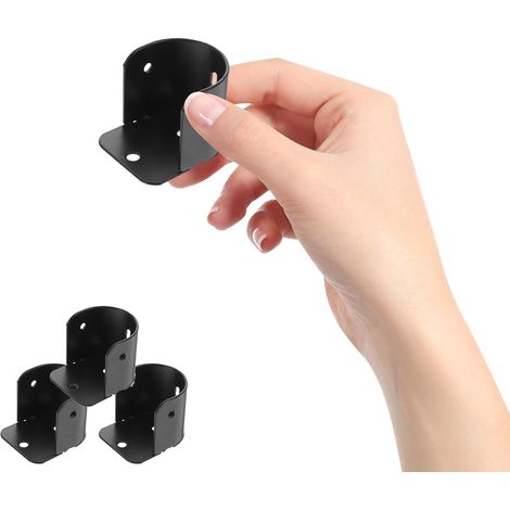 UKCOCO Lot de 4 supports de tringle à rideau de douche en fer noir, fixations pour tringle de placard, faciles à installer dans la salle de bain (1/5)