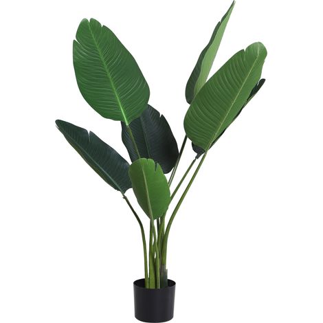 Palma Arbre Réaliste 7 Feuilles avec Pot Décoration Intérieur Ø15x120 cm Vert