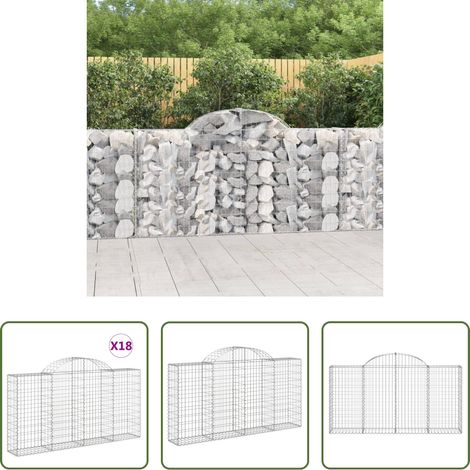 Gabionenwand - Gabionen mit Hochbogen 18Stk. 200x30x100/120cm Verzinktes Eisen (1/5)