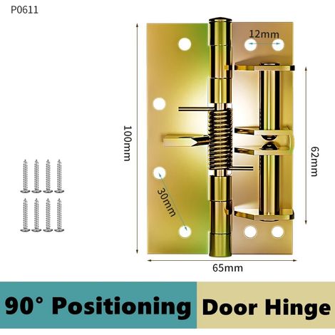 (1 pièce) Ferme-porte automatique multifonctionnel 3 en 1 robuste, charnières à ressort invisibles à fermeture automatique, butée de porte à positionnement à 90° (1/5)