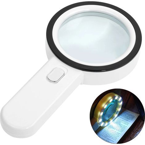 Lente d'ingrandimento illuminata, ingrandimento 30X con 12 luci LED, lente d'ingrandimento portatile, lente d'ingrandimento illuminata per lettura, gioielli, anziani, ipovedenti, osservazione e lavori (1/5)
