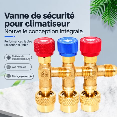 Vanne de sécurité climatisation HS-1222 laiton mâle 1/4 femelle 1/4 raccord 6.35 mm 200 g – Livraison gratuite (1/5)