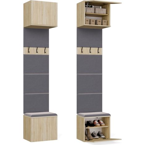 HAGA 1W - 1x Asta Appendiabiti - mensole - 50x35x238 cm - ROVERE SONOMA (1/5)