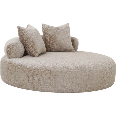 SIKINOS - Fauteuil Lounge en Tissu Microfibre Beige avec Coussins