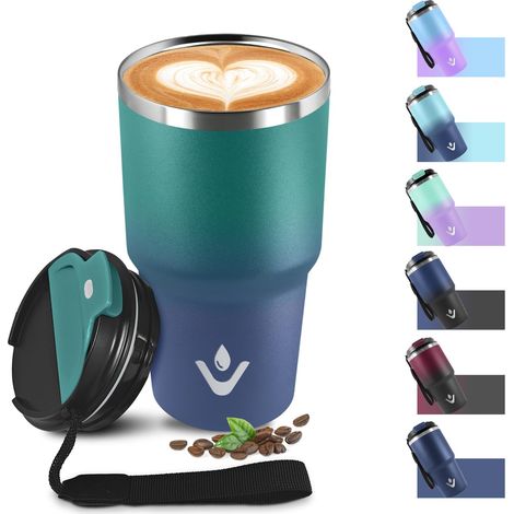 Mug Isotherme 600ml 20oz, Tasse à café Double Paroi, Réutilisable, Thermo Café Acier Inoxydable 304, sans BPA, Tumbler Tasse Isotherme pour École, Sport, Bureau, Gym, Yoga, Camping, Randonnée (1/5)