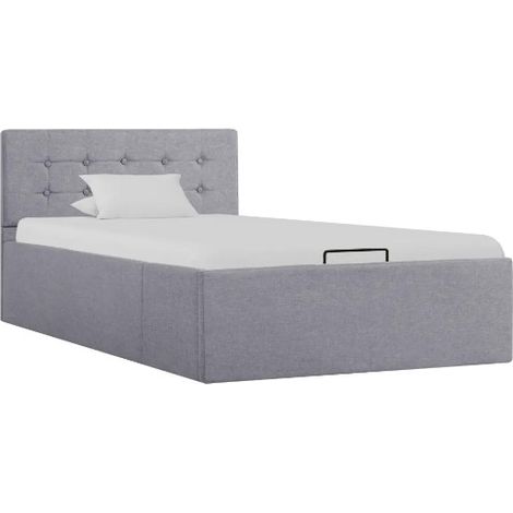 Lit coffre tissu gris clair 90x200 (1/5)