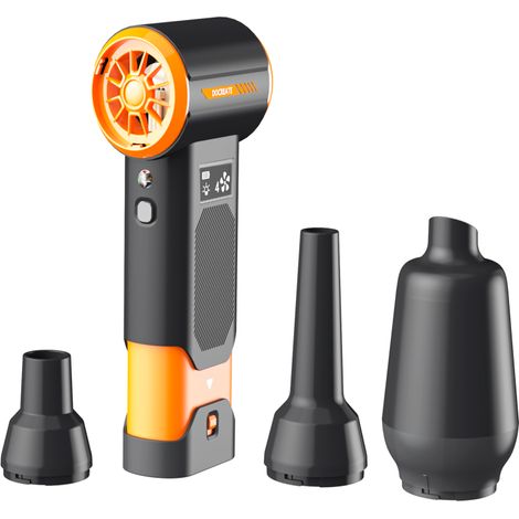 Ventilador de turbina y extractor de polvo V-94K ultra potente: sopla, aspira, carga, herramienta multifuncional para exteriores, pantalla a color, indicador de batería, 4 velocidades.