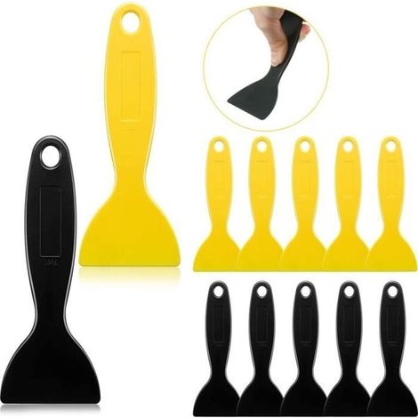 (Black, Yellow) Putty Knife - 12 pcs - Plastic Spatulas - Black and Yellow - Multifunctional Tools (1/4)