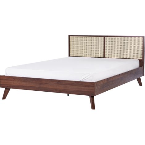 Cama con somier madera oscura 180 x 200 cm cabecero Monpazier (1/5)