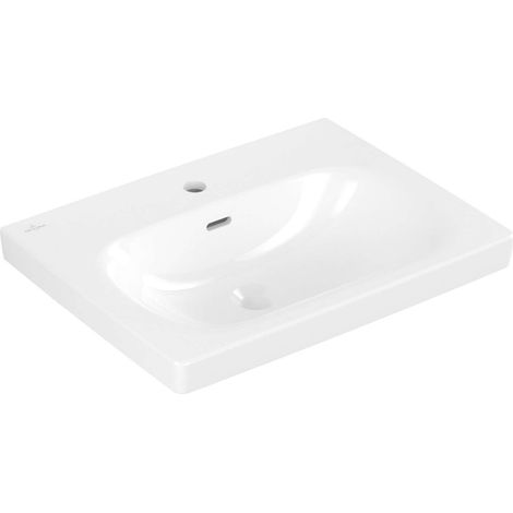 Villeroy & Boch Skyla - Waschbecken 60 x 46 cm, mit Überlauf, Hahnloch, CeramicPlus, Alpinweiß 5A5160R1 (1/3)