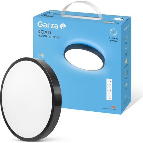 Plafon techo GARZA con aro negro led 42mm 30w con mando (1/4)