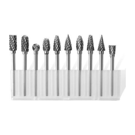 10 Pcs Fraise Metal pour Fraiseuse 3mm Double Coupe de Tungstène Fraises Rotatives Fraise Meuleuse Droite pour Outils Rotatifs Traitement Meulage Gravure Polissage (1/5)
