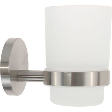 Trade Shop - Cepillos De Dientes De La Puerta En Acero Satinado Con Vidrio De Vidrio De Baño 87906 - (1/5)