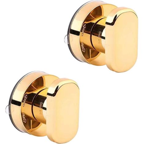 Lot de 2 Auto-adhésif Poignée d'armoire de Cuisine Poignée de Porte Réfrigérateur Poignée de Porte Coulissante Poignée de Vitres en Verre Coulissant Poignée avec Adhésif -Rondes, dorées (1/5)