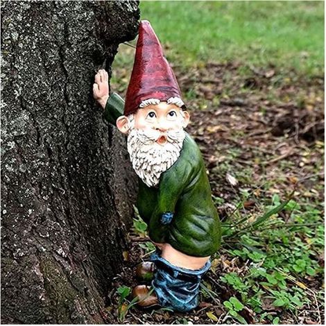 1 nain de jardin humour résine étanche, statue déco coquine extérieur intérieur, décoration jardin pipi vilain pour amoureux du jardinage