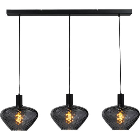 Lampe suspendue 3 lumières - noire - Porto avec verres transparents Blossom - 2711-05-05-100-3-8 (1/3)