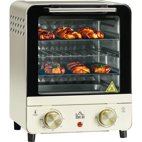 HOMCOM Mini Oven Toaster Oven with Baking Tray Wire Rack Crumb Tray