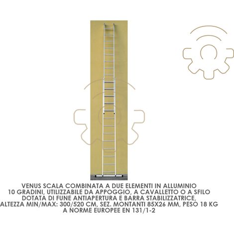 A chelle combinA e Venus A 2 A lA ments 10 marches h min / max A chelle 300/520 cm avec rallonge (1/2)
