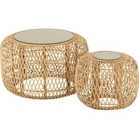 Table gigogne bambou naturel style africain pour salon chaleureux - Bambou naturel clair et transparent (1/5)
