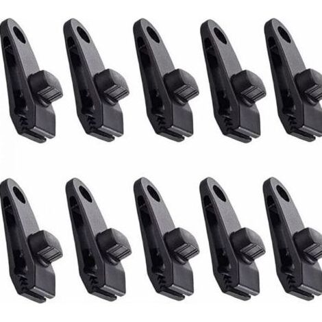 Lot de 10 clips pour bâche, auvent, crochet noir (1/5)