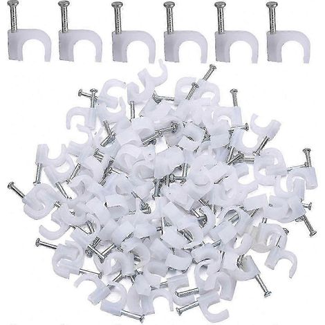 Attaches-câbles rondes avec clou en acier, 500 pièces, clips muraux blancs de 12 mm pour l'organisation des câbles