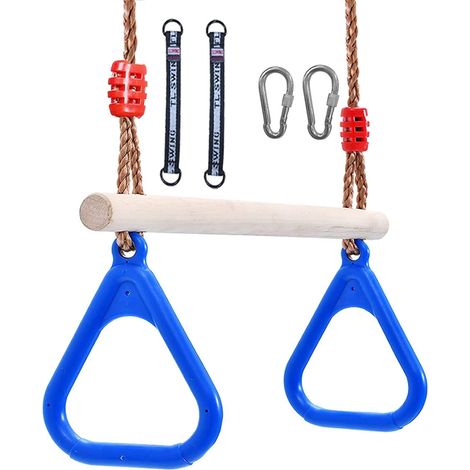 Trapezio per altalena, Trapezio per altalena, Trapezio in legno con anelli, Altalena trapezio per bambini da esterno, Trapezio in legno, Altalena in legno per bambini da esterno (A) (1/5)