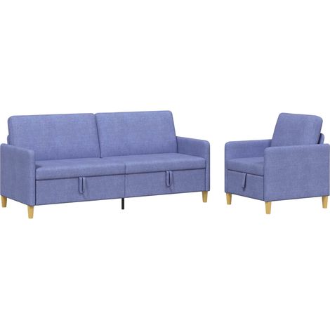 Set di Divani con Storage 2 pz Blu jeans Poliestere vidaXL (1/5)