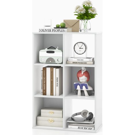 6-Cube Open Back Bookshelf Storage Organizer Wooden Bookcase Display Shelf (1/5)